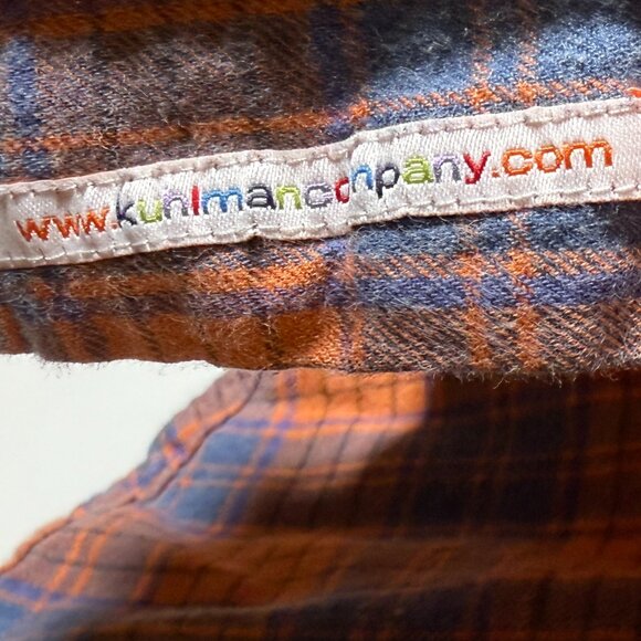 Kuhlman Flannel Button Up Long Sleeve Orange & Gray/Blue Plaid Fall Sz 40 - Picture 7 of 8
